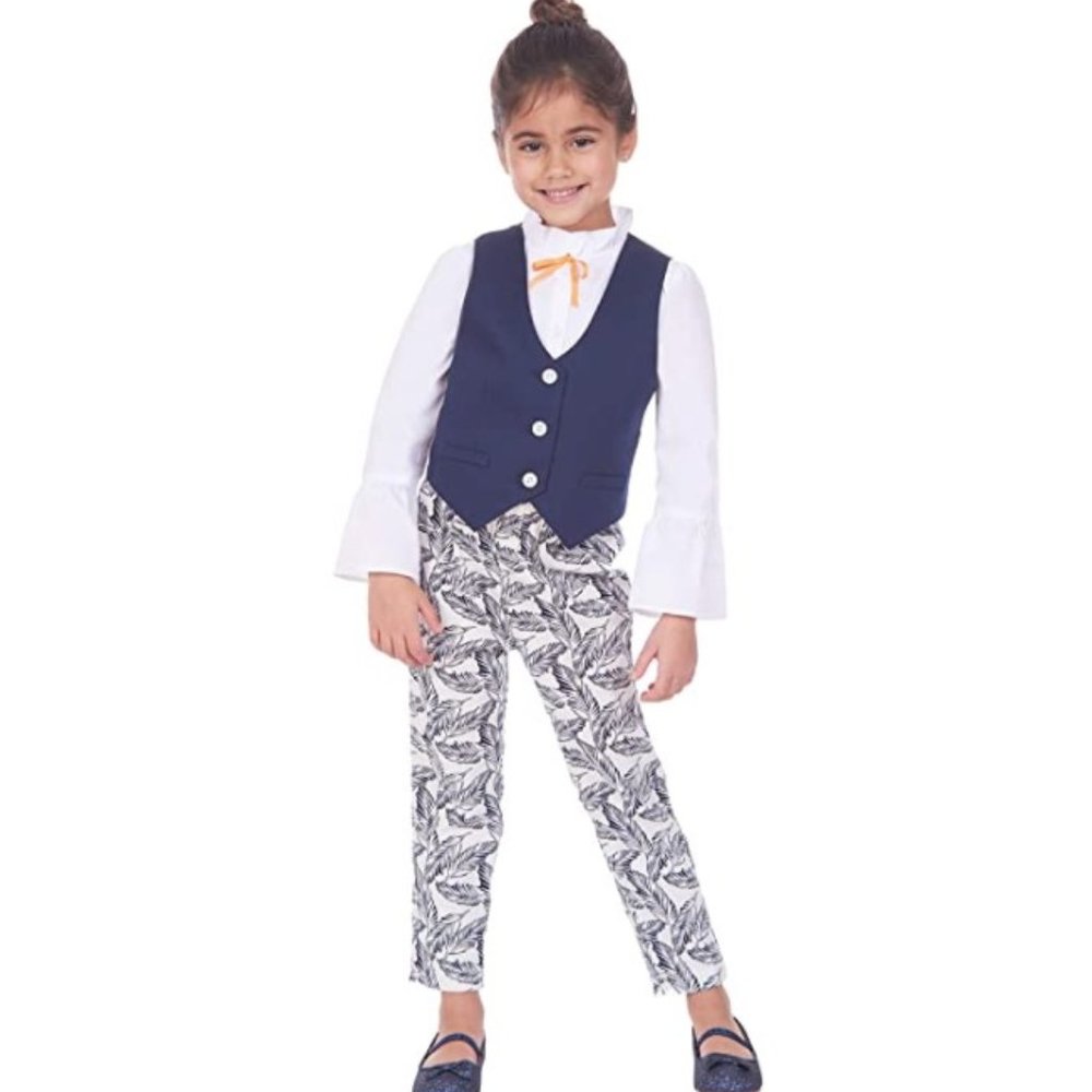 *NEW* IZOD Girl's Vest Set with Puff-Sleeve Top